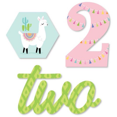 Big Dot of Happiness 2nd Birthday Whole Llama Fun - DIY Shaped Llama Fiesta Second Birthday Party Cut-Outs - 24 Count