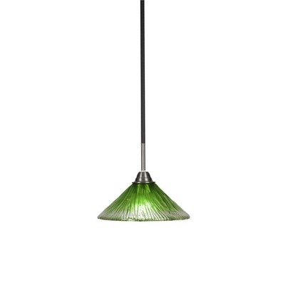Toltec Lighting Paramount 1 - Light Pendant in  Matte Black/Brushed Nickel with 10" Kiwi Green Crystal Shade