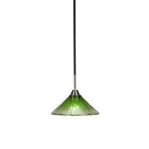 Toltec Lighting Paramount 1 - Light Pendant in  Matte Black/Brushed Nickel with 10" Kiwi Green Crystal Shade - 1 of 1