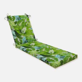 80" x 23" x 3" Lush Leaf Jungle Chaise Lounge Outdoor Cushion Green - Pillow Perfect