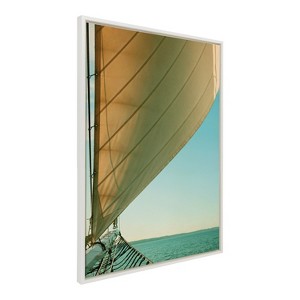 Kate & Laurel All Things Decor Sylvie Gulf Winds Framed Canvas Wall Art by Alicia Bock White Coastal Sailboat Photography Wall Art - 1 of 4