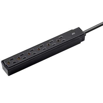 Monoprice 6 Outlet Surge Protector Power Strip - 2 Feet - Black (2 Pack) Heavy Duty Cord | UL Rated, 201 Joules, 1800-watt capacity