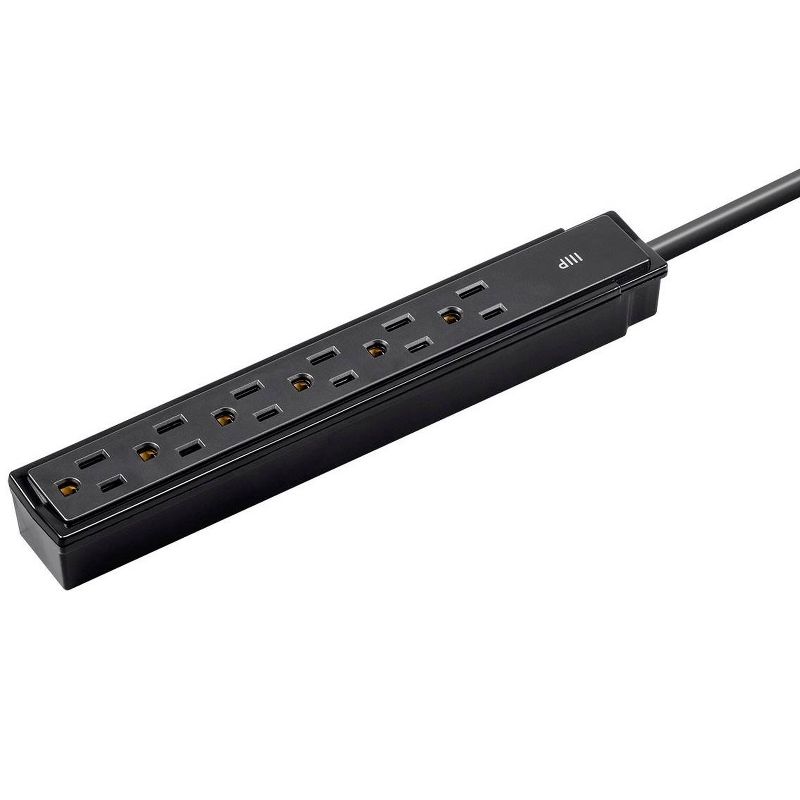 Monoprice 6 Outlet Surge Protector Power Strip - 2 Feet - Black (2 Pack) Heavy Duty Cord | UL Rated, 201 Joules, 1800-watt capacity, 1 of 7