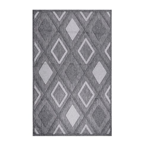 Blue Nile Mills Modern Lattice Indoor/ Outdoor Area Rug, 6' x 9', Grey, Gray