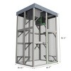 70'' Wooden Outdoor Catio Cat Enclosure with 6 Platforms and 2 Napping Houses,Cat Cage with Removable Waterproof Roof for Backyard - LAOTIES - 4 of 4