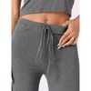 cheibear Women's Short Sleeve Tracksuit Round Neck T-shirt and Wide-Led Drawstring Pants Loungewear - 4 of 4