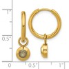 Chisel Stainless Steel Polished Yellow IP-plated with Removeable Light Blue CZ Dangle Hinged Hoop Earrings - 4 of 4