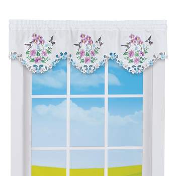 Collections Etc Embroidered Orchid Hummingbirds Window Valance 58" WIDE