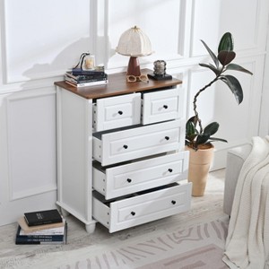 Okak Tall Wood Dresser, Modern 4/5/6-Drawer Storage Cabinet for Bedroom, Kids Room, Living Room & Entryway - 1 of 4
