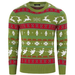 Ugly Christmas Sweaters for Men Long Sleeve Crew Neck Knitted Pullover Snowflakes Print Knitwear - 1 of 4