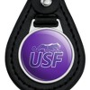 University of Sioux Falls Primary Logo Black Leather Keychain - 3 of 4
