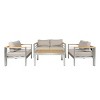 4 Piece Outdoor Aluminum Patio Chat Set with Cushions,Modern Sofa Seating Group Rust Resistant,Patio Conversation Set for Garden-Cuddlewood - 3 of 4