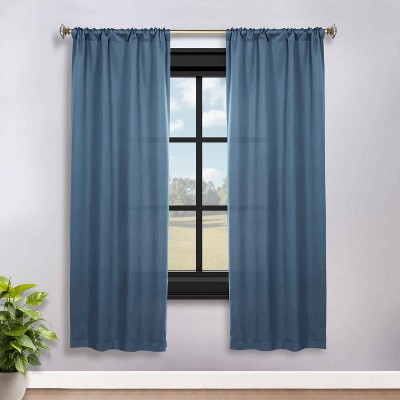 Classic Modern Solid Room Darkening Semi-Blackout Curtains, Rod Pocket, Set of 2 by Blue Nile Mills