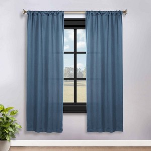 Classic Modern Solid Room Darkening Semi-Blackout Curtains, Rod Pocket, Set of 2 by Blue Nile Mills - 1 of 4
