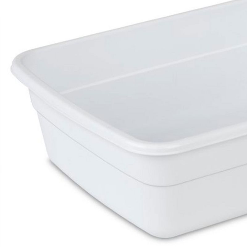 Sterilite Small Portable Rectangle Plastic Heavy Duty Reinforced Plastic 8 Qt Kitchen Dish Pan Basin Container for Dishware & Laundry, White (36 Pack), 3 of 6