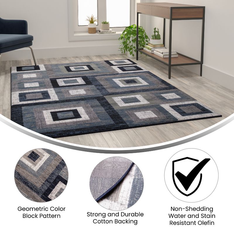 Flash Furniture Gideon Collection Geometric Olefin Area Rug with Cotton Backing, Living Room, Bedroom, 6 of 11