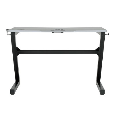 45" Black Steel Curved Gaming Desk with USB Ports and Cup Holder