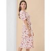 Allegra K Women's Square Neck Puff Sleeves Casual Midi Smocked Floral Dress - 4 of 4