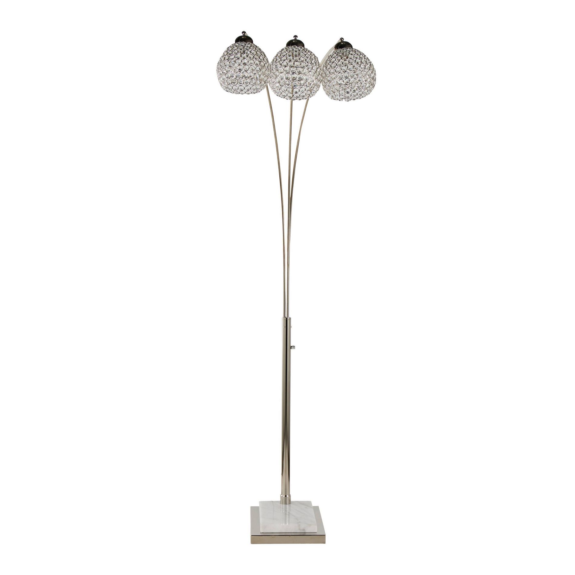 LumiSource Marla 65'' Metal Floor Lamp in Cast Iron Clear Crystal White Linen