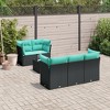 vidaXL 6 Piece Patio Sofa Set with Cushions Black Poly Rattan - Black - 2 of 4