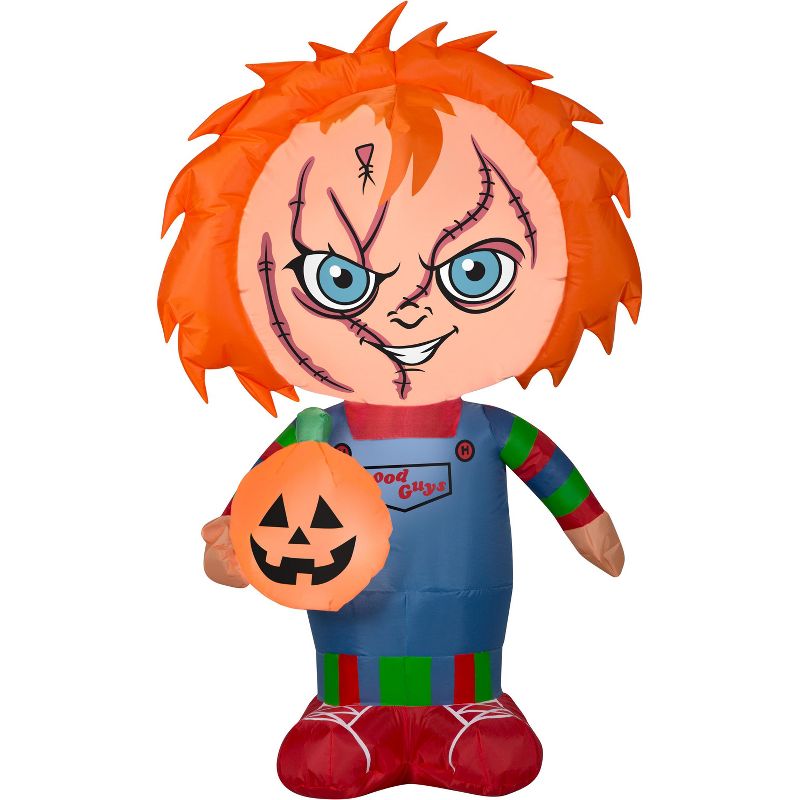 Gemmy Halloween Airblown Inflatable Stylized Chucky Universal, Orange, 1 of 5
