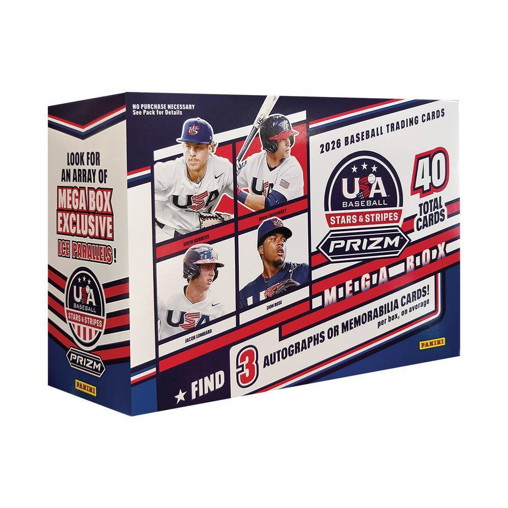 2026 Panini USA Stars and Stripes Prizm Baseball Trading Card Mega Box