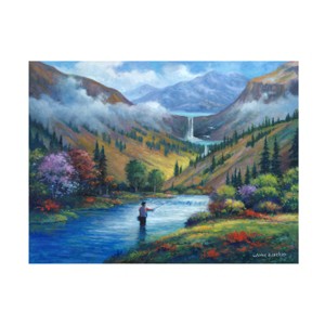Canvas Wall Art - John Zaccheo 'Vista View of a Fly Fisherman' Wall Art for Living Room, Bedroom, or Office Décor by Trademark Fine Art - 19 x 14 - 1 of 4