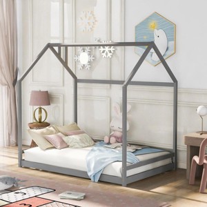 Streamdale Full Size House Bed Wood Bed, Gray - 1 of 4