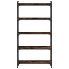 vidaXL 5-Tier Bookcase Engineered Wood, Smoked Oak - Freestanding Bookshelf with 4 Adjustable Feet - 4 of 4