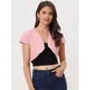 INSPIRE CHIC Women's Casual Cap Sleeve Open Front Crop Denim Shrugs - 2 of 4
