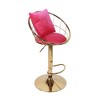 Gulches Set of 2 Rose Red Velvet Bar Chairs - 360¡ã Rotation, Height Adjustable, Pure Gold Plated, Unique Network Back with Gift Pillow - 4 of 4