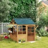 Qaba Outdoor Playhouse, Foldable Wooden Kids Cottage with Windows, Working Door, Snack Bars, Waterproof Covers, for Kids 3-8 Years, Brown - 2 of 4
