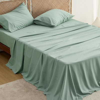 3-4 Pcs Cooling Sheet Set Bamboo Rayon Blend, Breathable & Silky, Deep Pockets for Hot Sleepers