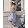 Women Maternity Smocked Summer Spring Casual Boho Dress Spaghetti Strap Sleeveless Nursing Maxi Dress Baby Shower - 3 of 4