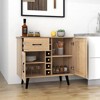 Costway 2-Door Wine Bar Cabinet Kitchen Sideboard Buffet with Drawer & Adjustable Shelves Black/Natural - 3 of 4