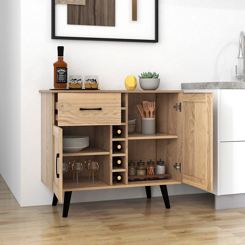 Costway 2-Door Wine Bar Cabinet Kitchen Sideboard Buffet with Drawer & Adjustable Shelves, 3 of 11