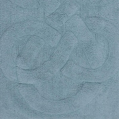 Light Blue Cotton Tuft Twisted Non-Slip Bath Rug 17 x 24