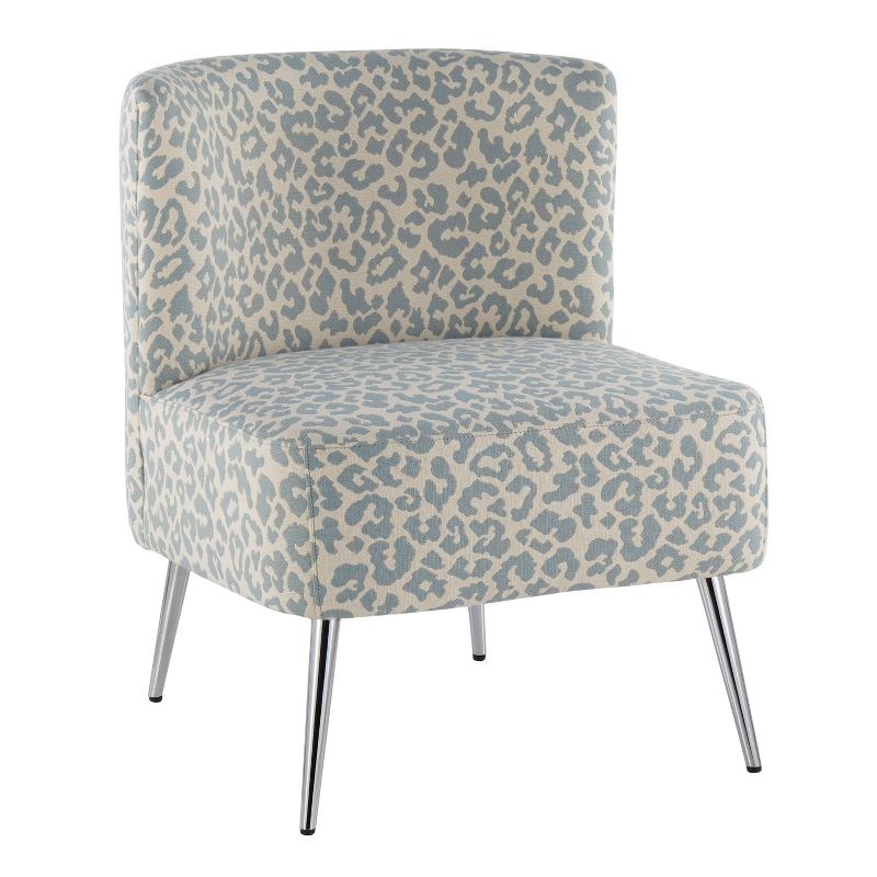 Fran Contemporary Slipper Chair Chrome/Blue Leopard Fabric - LumiSource, 1 of 13