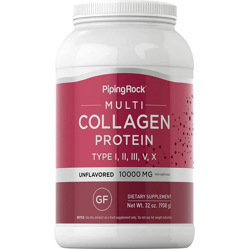 Piping Rock Unflavored Multi Collagen Protein Powder | Types I, II, III, V, X |  32oz, 1 of 3