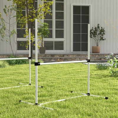 White 6-Piece Adjustable Dog Agility Training Kit with Carry Bag