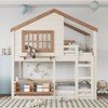 KWPZQEB Solid Wood Bunk Bed, House Shaped Bunk Bed with Safety Fencing and Bookshelf, House Bunkbeds for Kids - 2 of 4