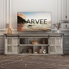 70“ Farmhouse TV Stand for 75 Inch TVs, Mid Century Modern TV Console Table with Sliding Barn Doors & Storage Cabinets for Living Room Bedroom - 2 of 4