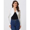 Allegra K Women's Elegant Bolero Ruched Long Sleeve Open Front Cropped Shrug - 3 of 4