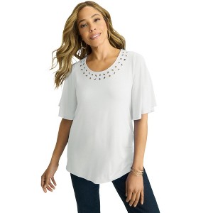 Jessica London Cutout Flutter Sleeve Tunic - 1 of 4
