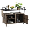 VisioGear Outdoor Bar Cart, Patio Wine Serving Cart, Rolling Rattan Beverage Bar Counter Table for Party, Brown, 51.18"*19.69"*35.43" - 2 of 4