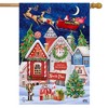 North Pole Magic Christmas House Flag Santa Sleigh Reindeer 28" x 40" Briarwood Lane - 2 of 4