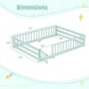 Costway Full Size Floor Bed with Full Length Safety Guardrails & Door for Boys, Girls Pink/Mint Sky/Icy Aqua/Gray/White/Natural - 3 of 4