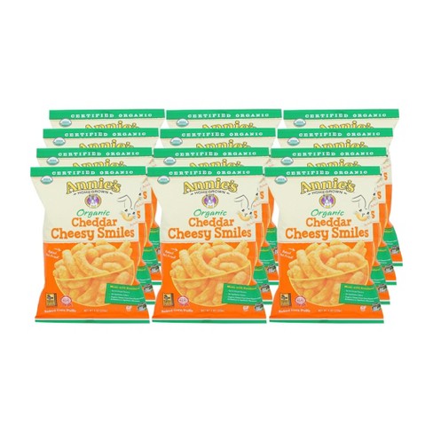 Annie's Homegrown Cheddar Cheesy Smile Puffs - Case Of 12/4 Oz : Target