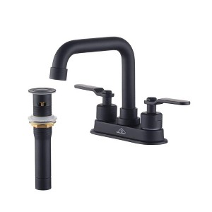 CASAINC Deck Mounted 3-Hole Double Handle Bathroom Faucet with Pop-Up Drain - 1 of 4