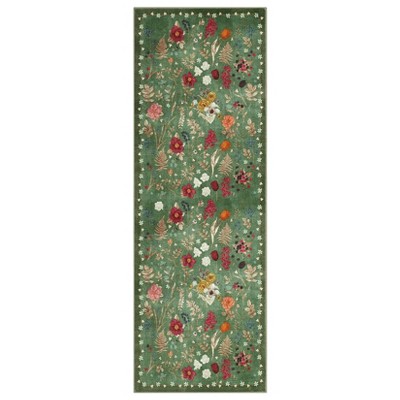 homfan Colorful Color Floral Door Mat Indoor Entrance Non-Slip Soft Oriental Vintage Carpet Kitchen Entryway Bedroom Corridors Indoor